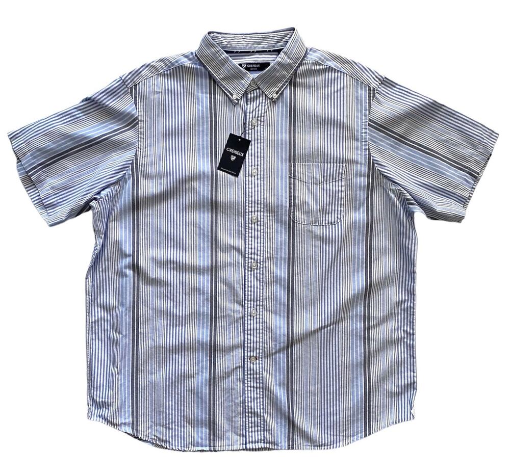 Daniel Cremieux Classics Nwt 100% Cotton Blue Stripe Short Sleeve Shirt XL